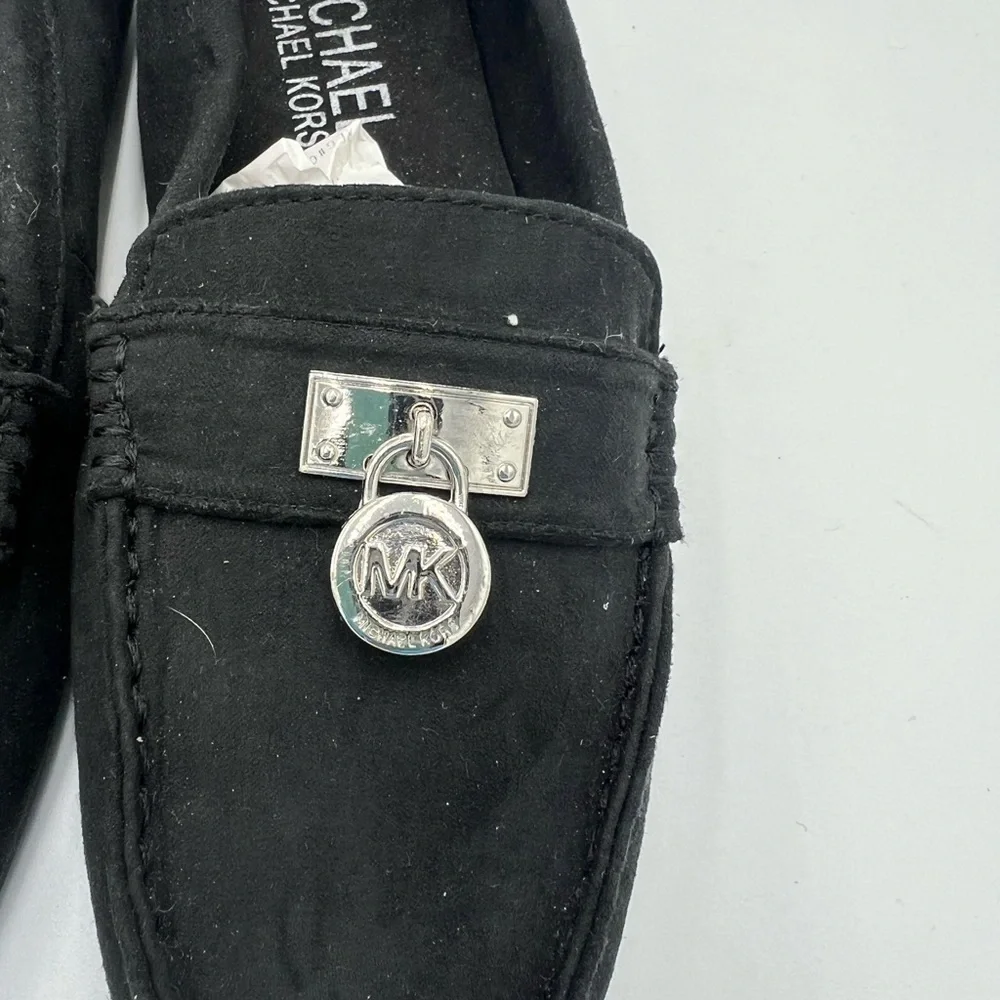 MICHAEL KORS-GIRLS BLACK FAUX SUEDE LOAFERS- SX 3